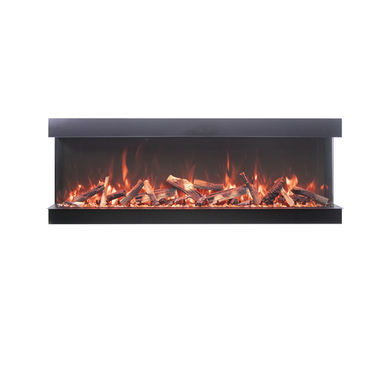 88 Inch Tru-View XT XL Smart Electric Fireplace with Rustic Log Set in orange flames