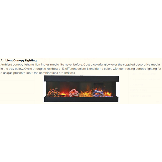 Tru-View XT XL Smart Electric Fireplace Ambient Canopy Lighting