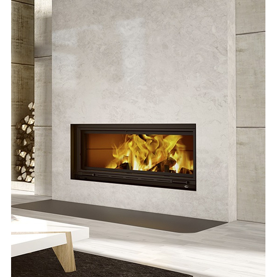 St. Laurent Linear Wood Fireplace with Straight Masonry Trim