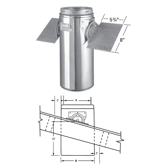 Selkirk 7" Ultra-Temp Roof Support Package 7T-RSP Size