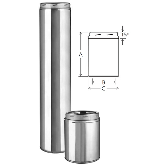 Selkirk 5" x 36" Ultra-Temp Insulated Chimney Lengths 5UT-36 Size
