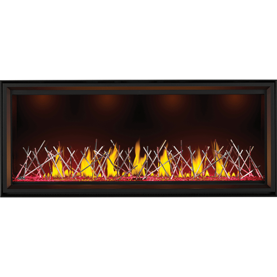 62 Inch Napoleon Tall Linear Vector-TLV62N-Gas Fireplace with Nickel Stix Designer Fire Art Media Kit