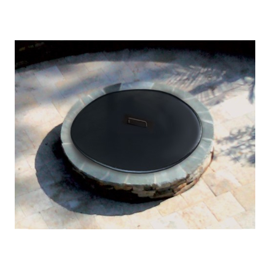 The 30 inch round fire pit snuffer cover can accommodate fire feature openings up to 28 inches in diameter.