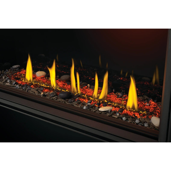Napoleon Vector Tall Linear Gas Fireplace with Woodland Media Fire Kit