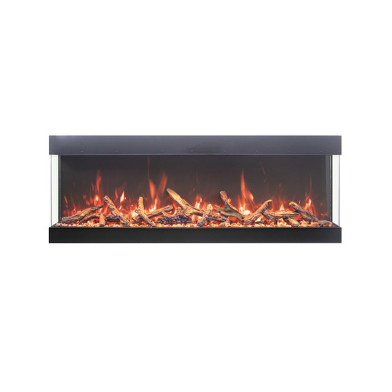 55 Inch Tru-View Bespoke Electric Fireplace with Oak Log Set in orange flames