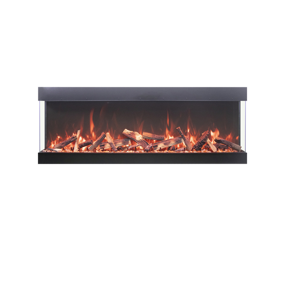 45 Inch Tru-View Bespoke Electric Fireplace with Rustic Log Set in orange flames