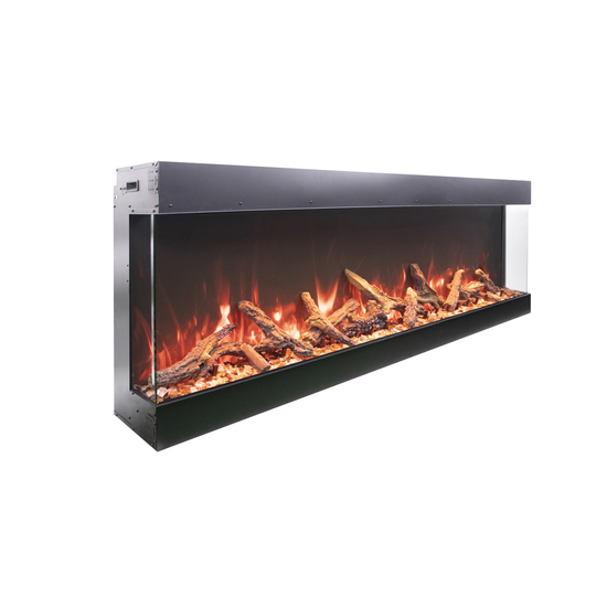 Right view of 45 Inch Tru-View Bespoke with Oak Log Set in orange flames