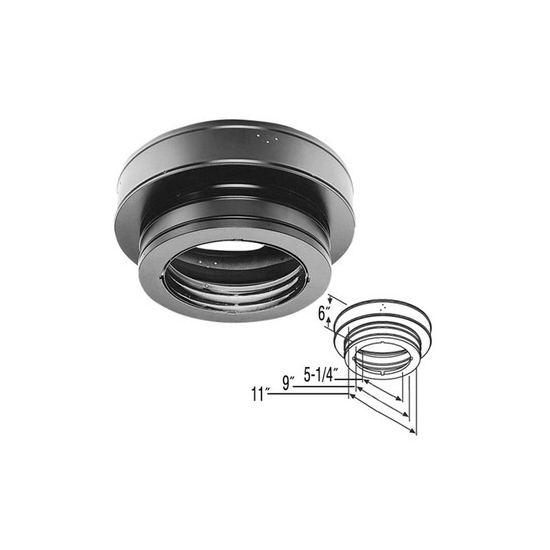 Galvanized round ceiling support that has the size indicated