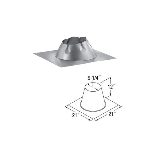 Aluminum flat roof flashing for chimney that has the size indicated
