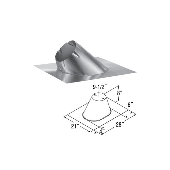 Adjustable roof flashing for chimney that has the size  indicated