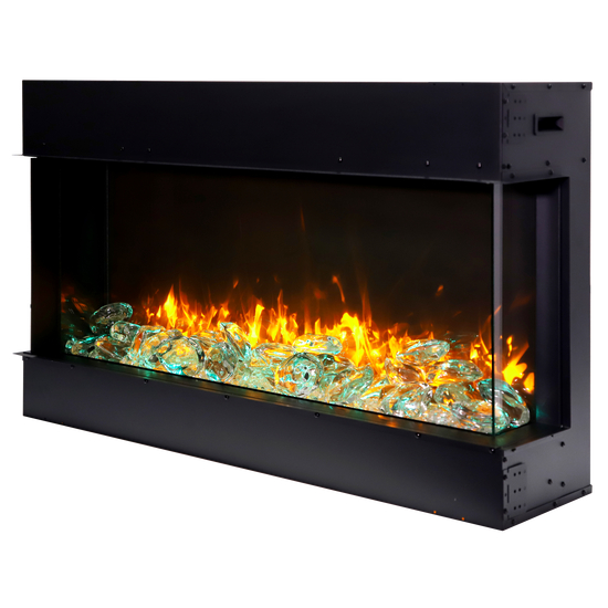 Left View of 50 Inch Tru-View Slim Smart Electric Fireplace with Ice Media Kit
