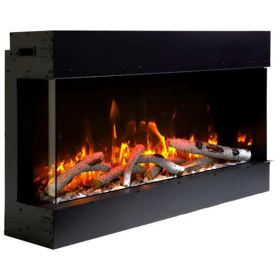 Right View of 30 Inch Tru-View Slim Smart Electric Fireplace with Birch Log Set