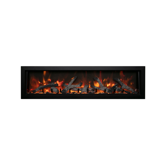 50 Inch Panorama BI Deep Smart Electric Fireplace with Rustic Log Set in orange and yellow flames