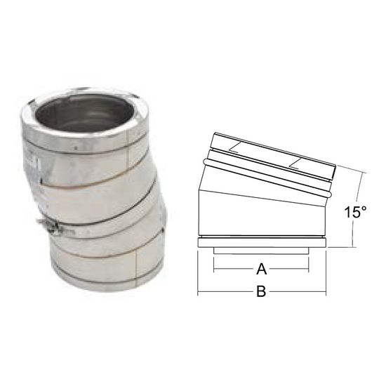 Selkirk 6" UltimateOne 316 Stainless Steel 15-Degree Insulated Elbow Kit 6U1-EL15K-316 Size