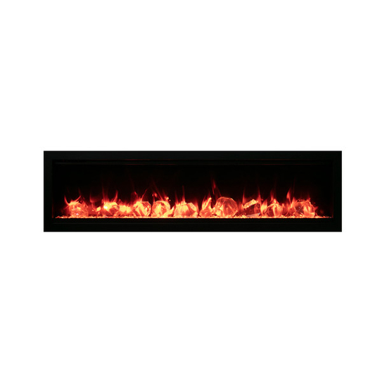 88 Inch Symmetry Smart Electric Fireplace with Ice Media Kit in orange flames