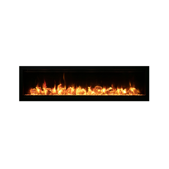 34 Inch Symmetry Smart Electric Fireplace with Ice Media Kit in yellow flames