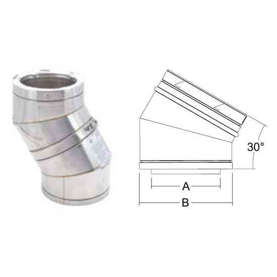 Selkirk 6" UltimateOne 316 Stainless Steel 30-Degree Insulated Elbow Kit 6U1-EL30K-316 Size