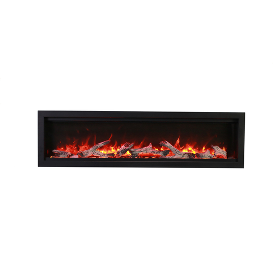 50 Inch Symmetry Smart Electric Fireplace with Rustic Log Set in orange flames