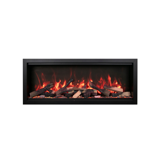 34 Inch Symmetry XT Smart Electric Fireplace with Split Log Set in orange flames
