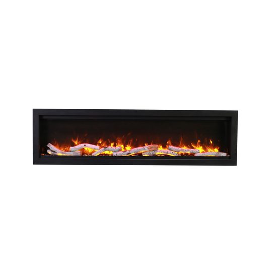100 Inch Symmetry Smart Electric Fireplace with Ice Media Kit in yellow flames