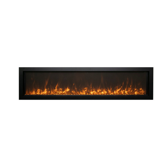 50 Inch Symmetry XtraSlim Smart Electric Fireplace with Amber Fireglass in yellow flames