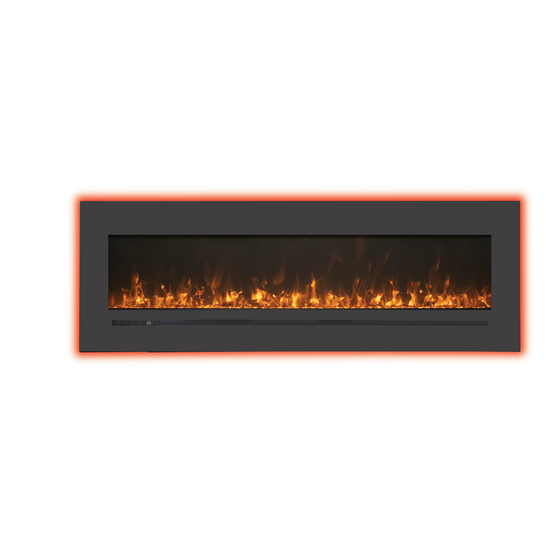 34 Inch Linear Wall Flush Mount Electric Fireplace in orange flames