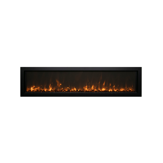 50 Inch Symmetry XtraSlim Smart Electric Fireplace with Sable Fireglass in yellow flames