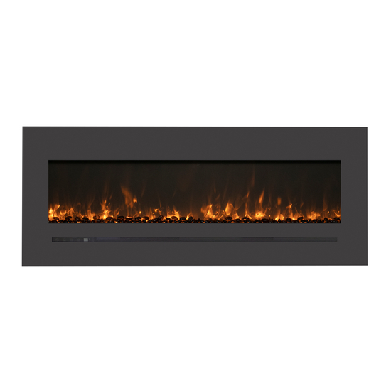 60 Inch Linear Wall Flush Mount Electric Fireplace in orange flames