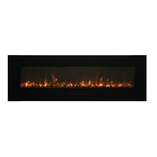 34 Inch Wall/Flush Mount BG Electric Fireplace with Sable Media Kit in orange flames