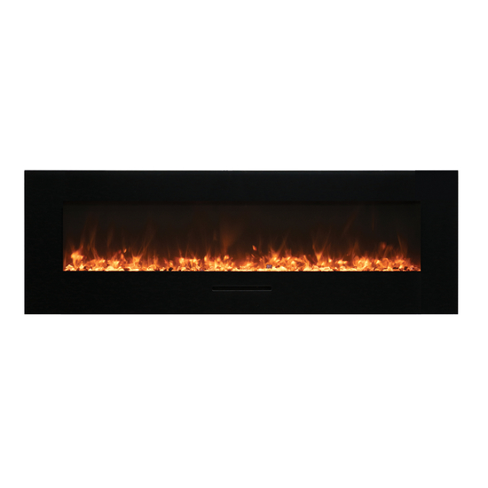 34 Inch Wall/Flush Mount BG Electric Fireplace with Log Set in yellow flames