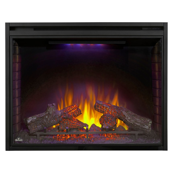 32 Inch Napoleon Allure-NEFVC32H-Vertical Electric Fireplace in purple light