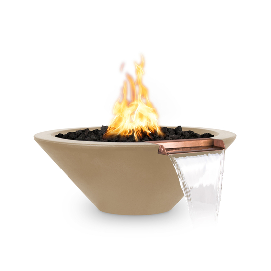 Cazo Round Concrete Fire and Water Bowl in Brown