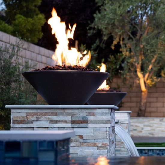 Cazo Powder Coated Metal Fire Bowl by Pool