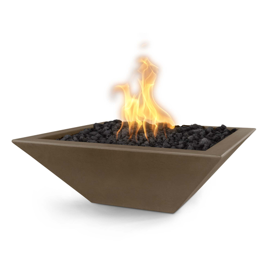 Maya Square GFRC Concrete Fire Bowl in Chocolate