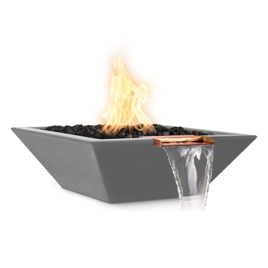 Maya Square GFRC Concrete Fire and Water Bowl in Natural Gray