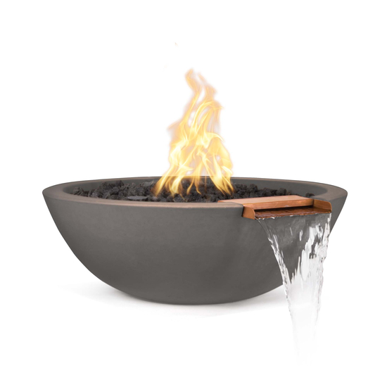 Sedona Round GFRC Concrete Fire and Water Bowl in Chestnut