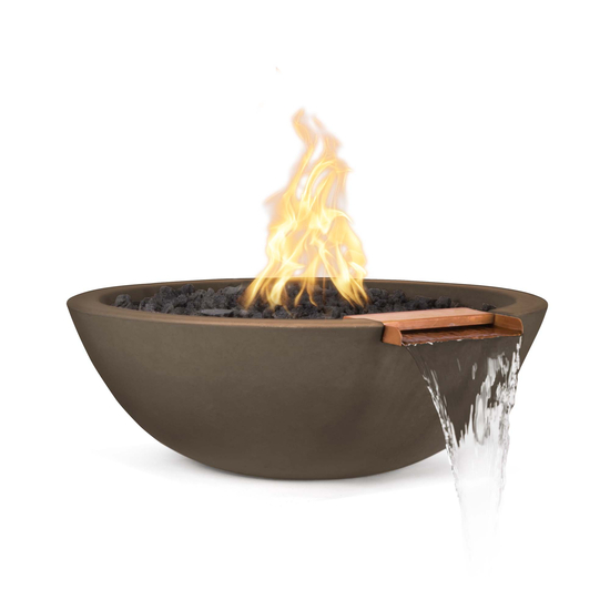 Sedona Round GFRC Concrete Fire and Water Bowl in Chocolate