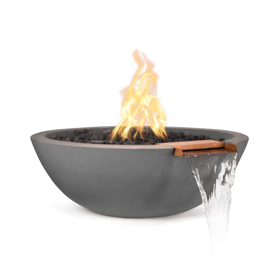 Sedona Round GFRC Concrete Fire and Water Bowl in Natural Gray