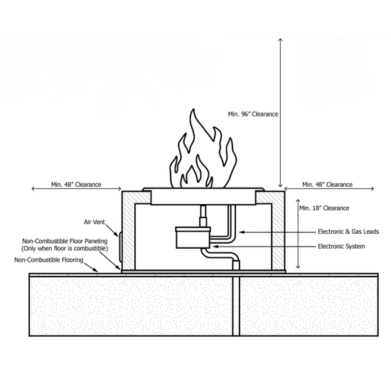 Sedona Narrow Ledge Concrete Fire Bowl installation diagram