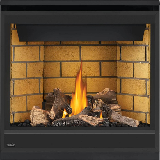36 Inch Napoleon Ascent Series-B36NTRE-1-Direct Vent Gas Fireplace with Log Set and Sandstone Standard Panel