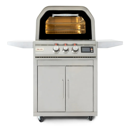 Blaze 26" Freestanding Gas Outdoor Pizza Oven With Rotisserie Sleek Design