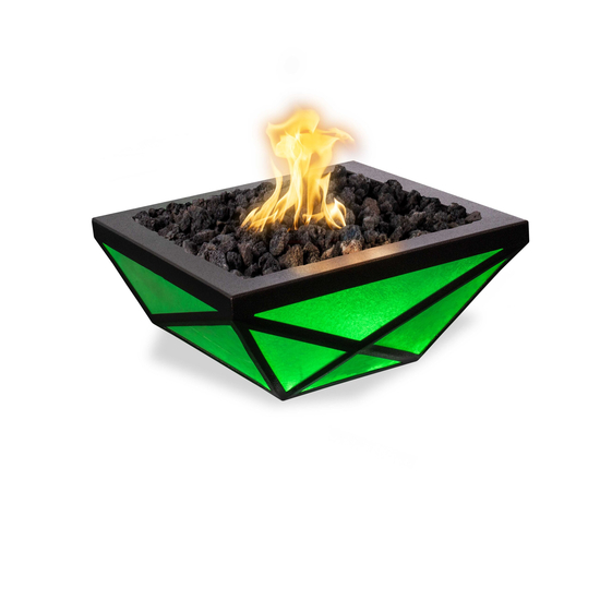 Gladiator Powder Coated Metal LED Fire Bowl in Green