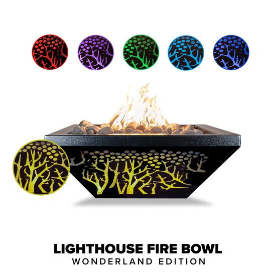 Lighthouse Powder Coated Aluminum LED Fire Bowl in Wonderland Edition