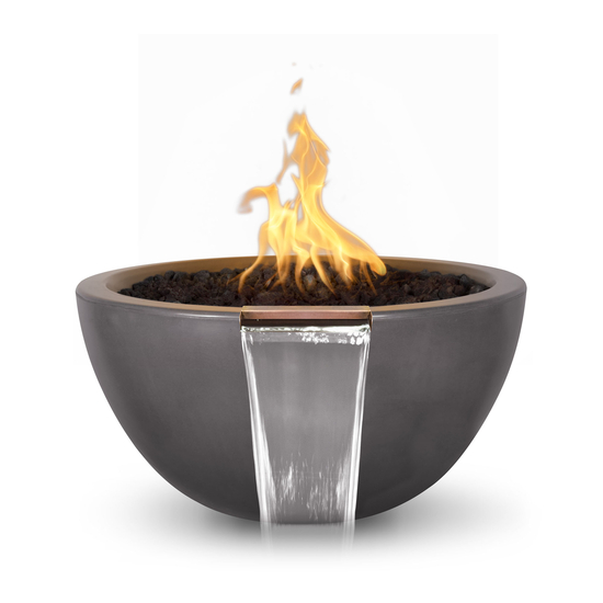 Luna Round GFRC Concrete Fire and Water Bowl in Chestnut