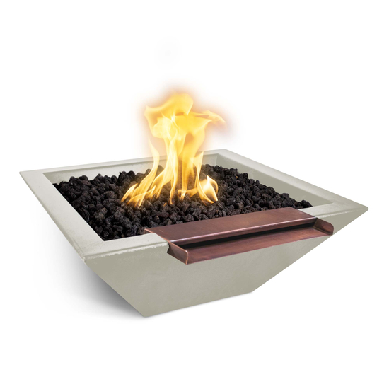 Maya Wide Spill Concrete Fire and Water Bowl in Ash