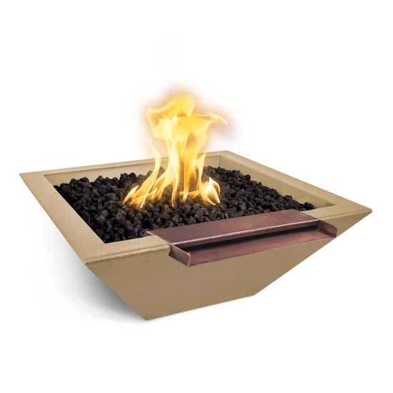 Maya Wide Spill Concrete Fire and Water Bowl in Brown