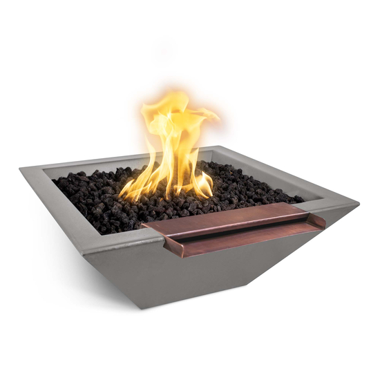 Maya Wide Spill Concrete Fire and Water Bowl in Natural Gray
