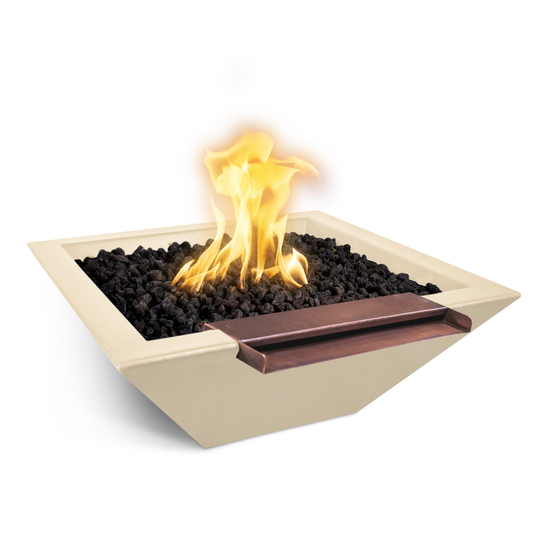 Maya Wide Spill Concrete Fire and Water Bowl in Vanilla