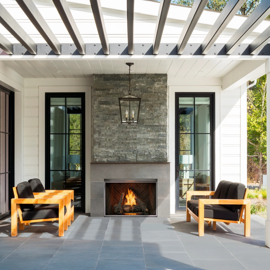 Outdoor Lifestyle Courtyard 42" Outdoor Gas Fireplace with Premium Traditional Brick interior and High Definition Logs
