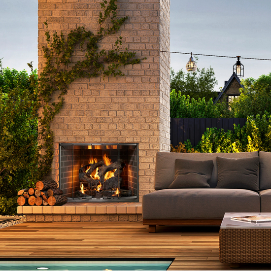 Outdoor Lifestyle Cottagewood 42" Outdoor Wood-Burning Fireplace with Gray Herringbone Refractory Installed
